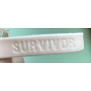 Pink rubber wrist band Survivor set of two